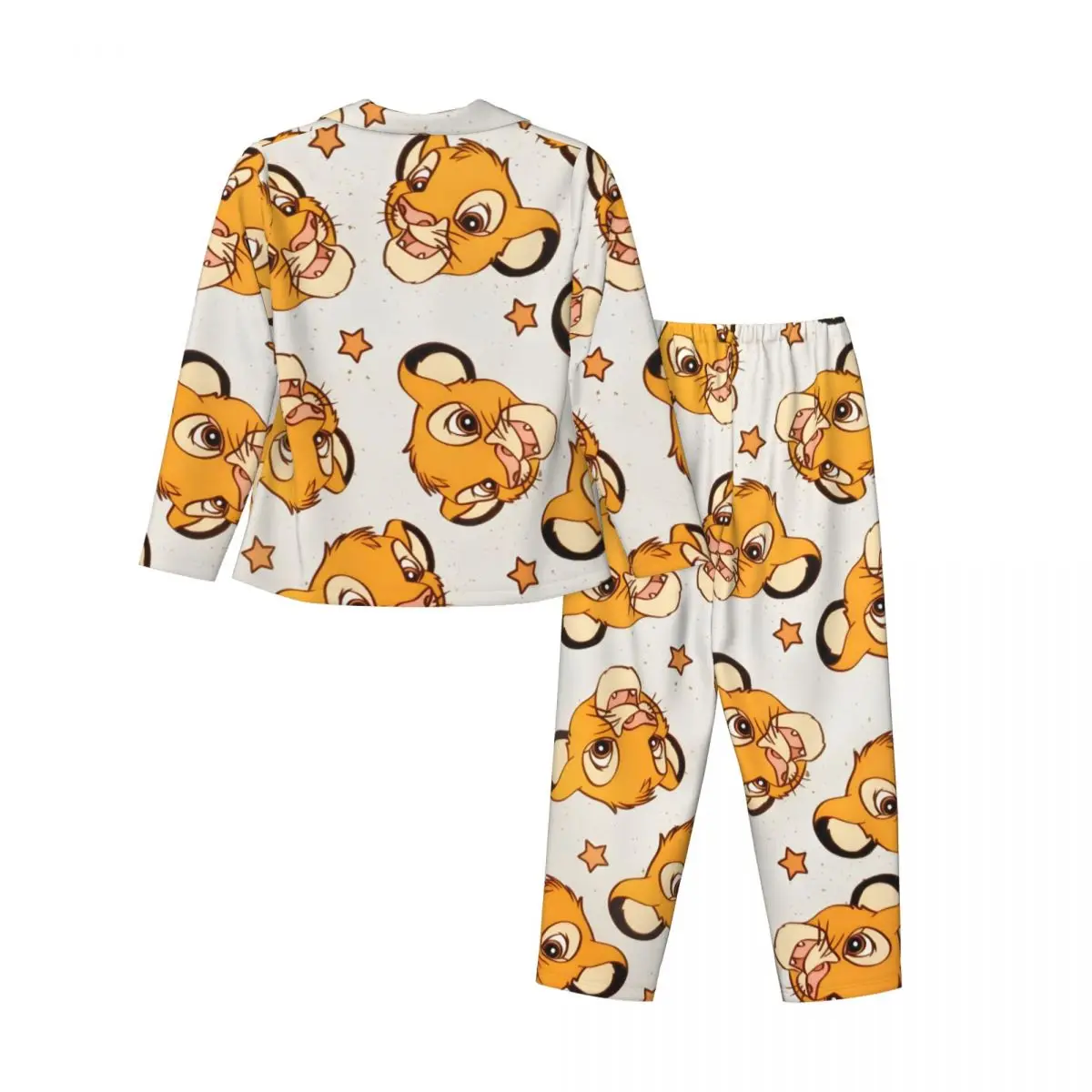 The-Lion-King Women's Pajamas Set Button Down Pajama 2 Piece Suit Pyjama Femme Nightwear Loungewear 2