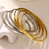 Freetry 3pcs Glossy Stainless Steel Bangles Bracelets for Women Simple Gold Plated Metal Bracelet Minimalist Statement Jewelry 4