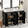 48" Vintage Style Small Bathroom Vanity Combo With Double Vanities (separate), Double Ceramic Sinks, Storage Shelf Amd Soft Clos 4