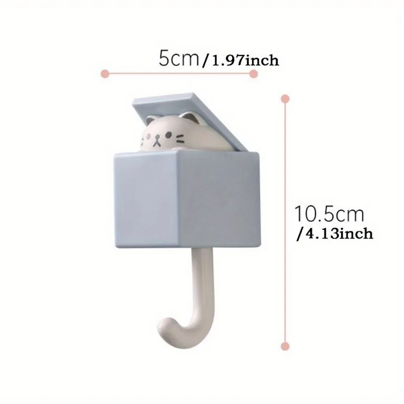 1 PCS Creative Cat Hook Cute Seamless Dormitory Bedroom Door Hangers Hooks Key Umbrella Towel Cap Coat Rack Wall Decoration 6