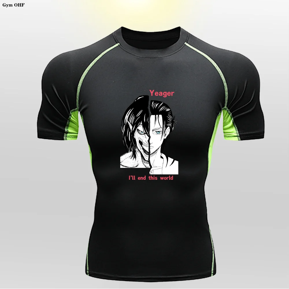 Children's Tight Fitting Anime Printed T-shirt With Long Sleeves Short Sleeves Breathable High Elasticity Quick Drying GYM