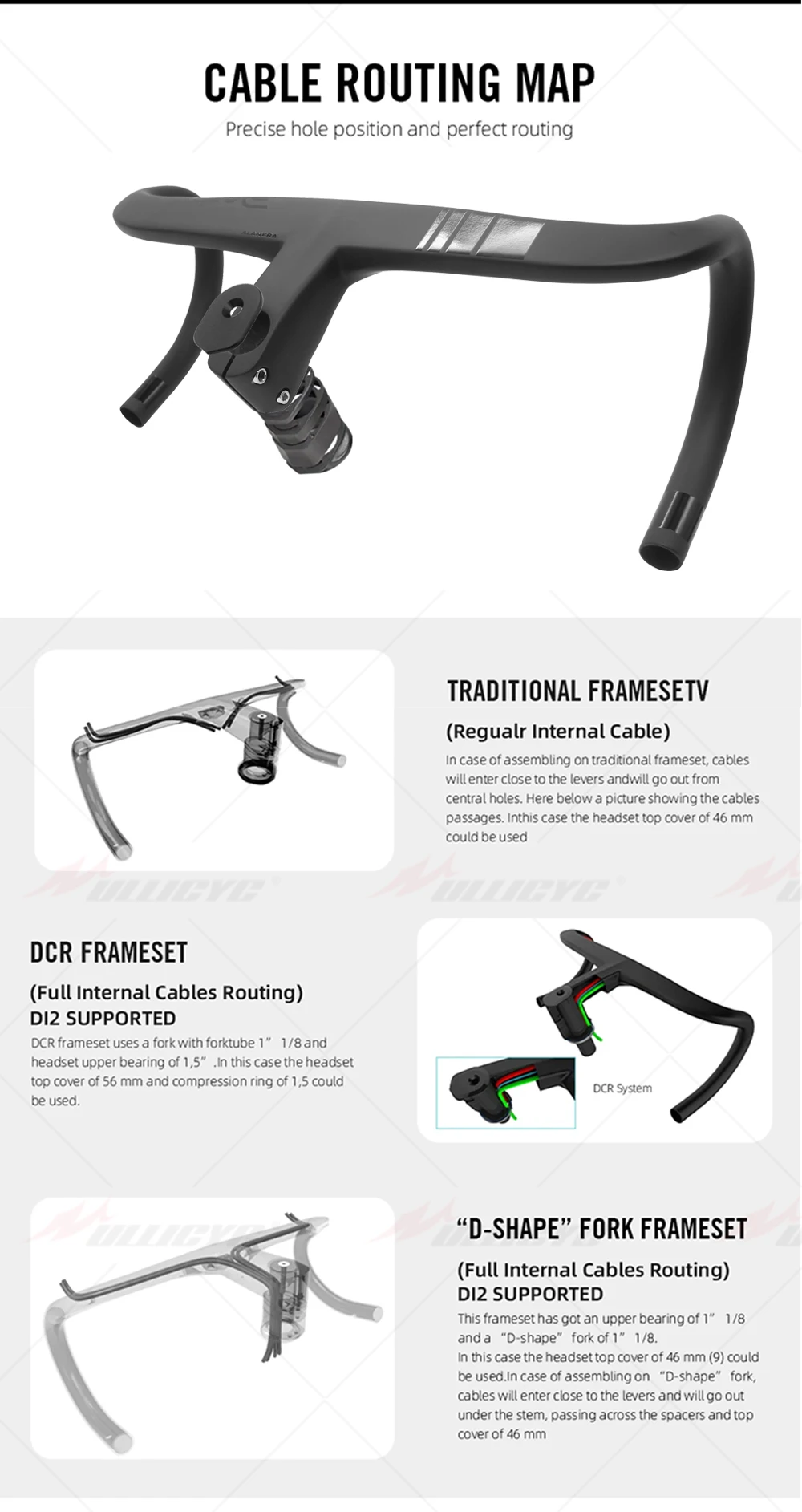 Internal Cable Routing Road Bike Carbon Integrated Drop Bar with Computer  Holder