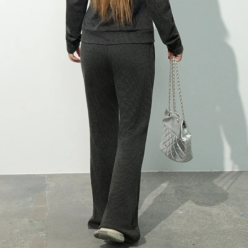 Fashion Plus Size Women's Flare Pants Premium Slim Hot Girl Mid-waist Knitted Fabric Imitation Cashmere Trousers Autumn