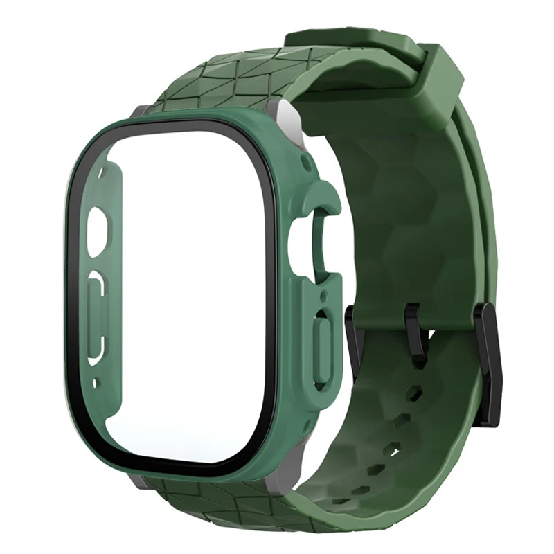 애플 워치 밴드용 시계 케이스 및 스트랩, 축구 패턴 팔찌, iwatch 3, 4, 5, 6, SE, 7, 8, 9, 울트라, 44mm, 45mm, 49mm, 41mm, 40mm