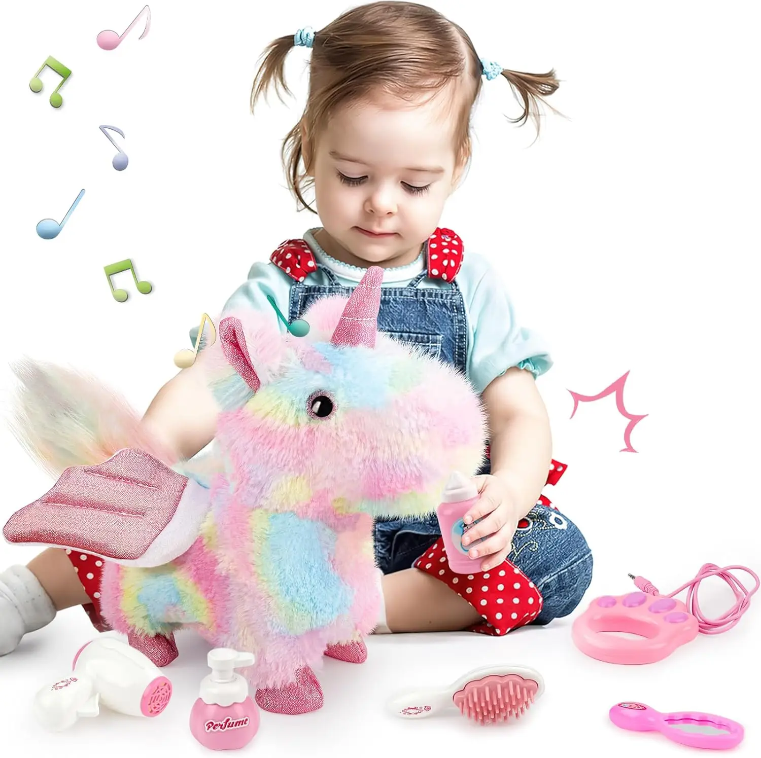 Plush Puppy Electronic Interactive Toys with 6 PCS Accessories Walking Barking Pretend Dress Up Stuffed Animal Pony 2
