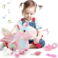 Plush Puppy Electronic Interactive Toys with 6 PCS Accessories Walking Barking Pretend Dress Up Stuffed Animal Pony 2