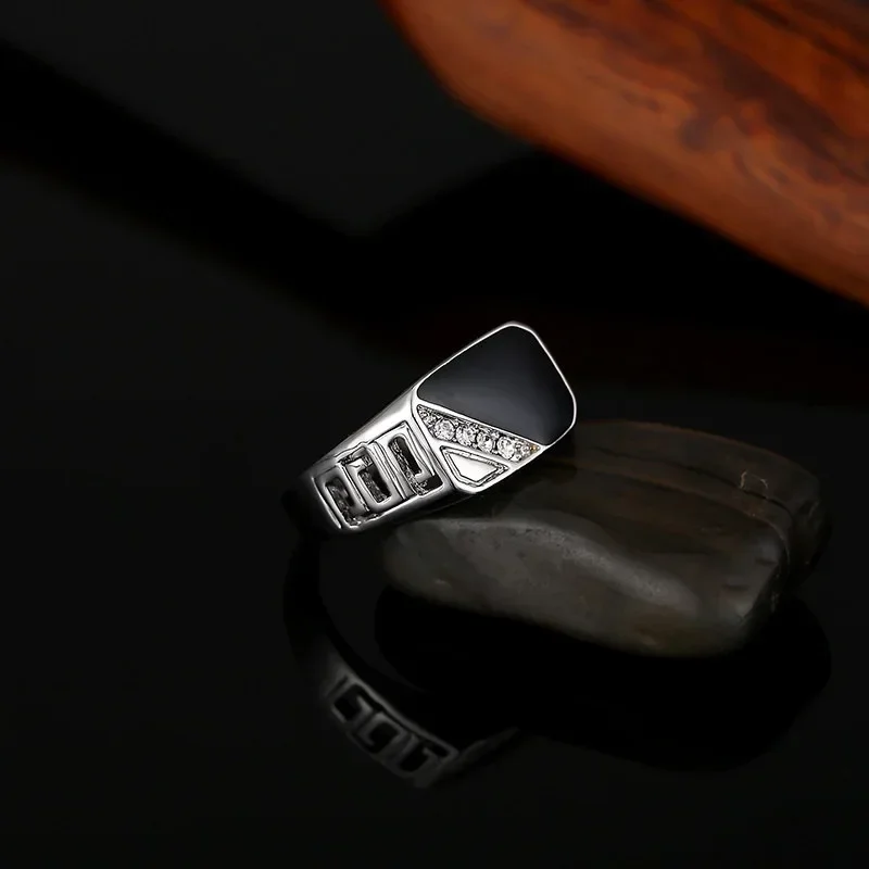 Rings for Men Metal Glossy Geometric Width Signet Square Finger Punk Style Fashion Jewelry Accessories