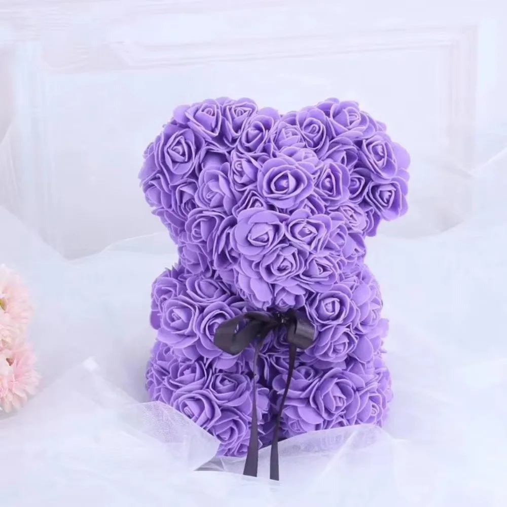 1pcs 25cm Rose Bear Artificial Foam Rose Flower Teddy Bear Valentines Day Gift Birthday Party Spring Wedding Party Decoration