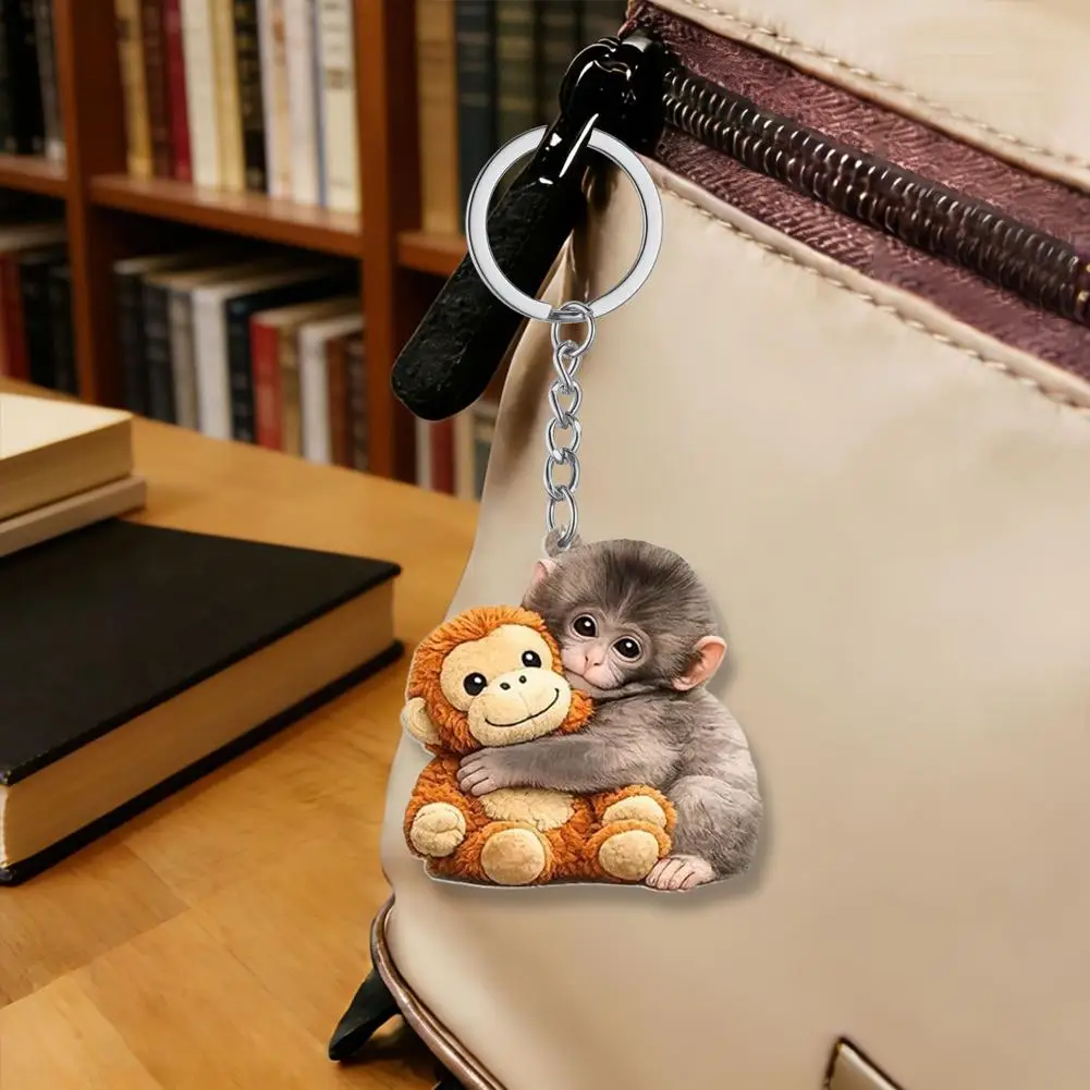 귀여운 펀치 원숭이 아크릴 2D 펜던트 장난감 열쇠고리 자동차 장식 패션 키 액세서리 홈 데코레이션 피규어 미니어처 모델