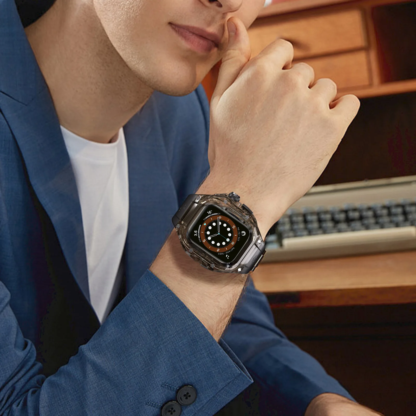 수정 키트 투명 보호 케이스 및 TPU 스트랩, 애플 워치 울트라 49mm 스테인레스 스틸 버클 밴드, 아이워치 울트라 2