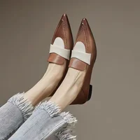 Women Flat Shoes  Pointed Toe  Low-heeled Loafers Fashion Designer Trendy New Soft-soled Elegant Dress High-heeled Shoes 1