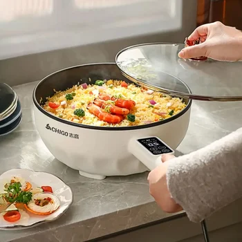 Pentola elettrica multifunzione, friggitrice elettrica antiaderente e cottura a vapore per uso domestico, fornello compatto, apparecchio per pasti veloci 1