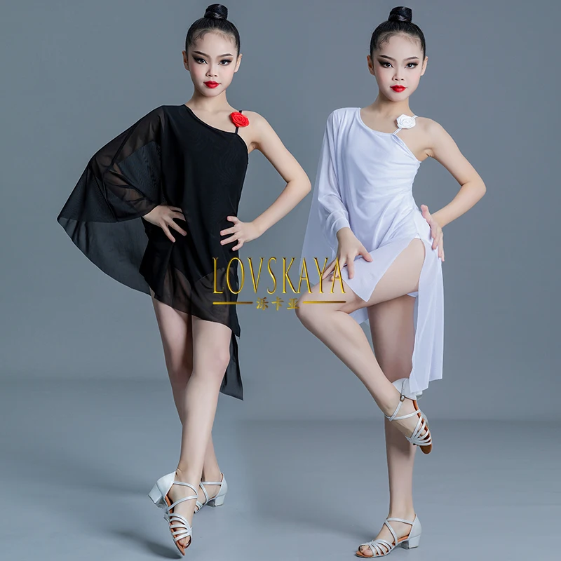 

new children professional dance training suit high-end set stylish black Latin dance outfit for girls