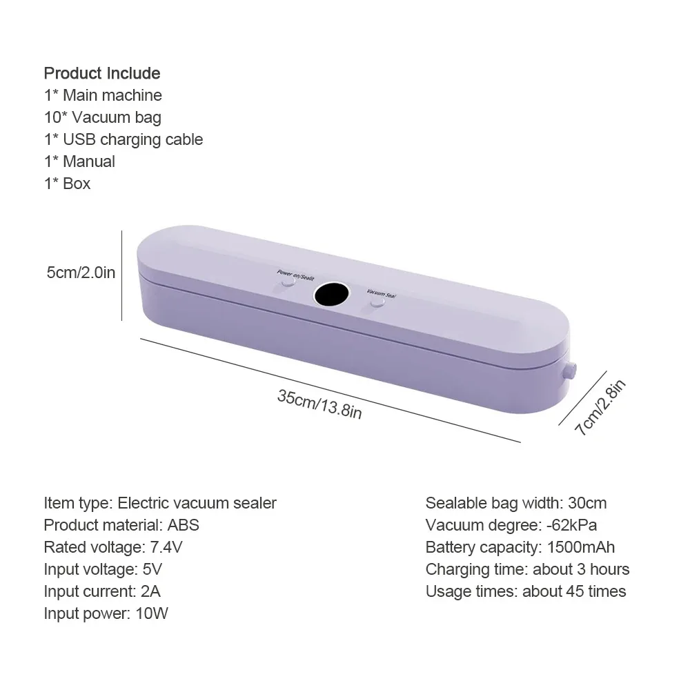 Portable Wireless Vacuum Sealer for Kitchen Food Storage