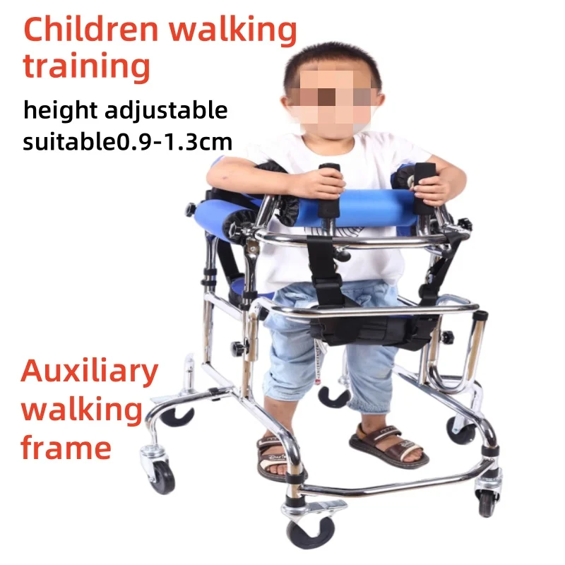 Adjustable Height Rolling Upright Walker with Seat and Brakes Walking Aid for Disabled Hemiplegia Stroke Patient 2
