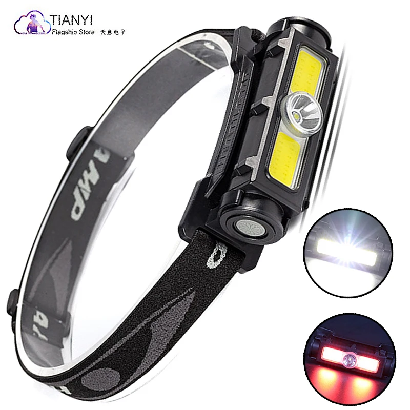 

Rechargeable built-in battery strong light magnetic suction lighting work head-mounted light red light warning work flashlight