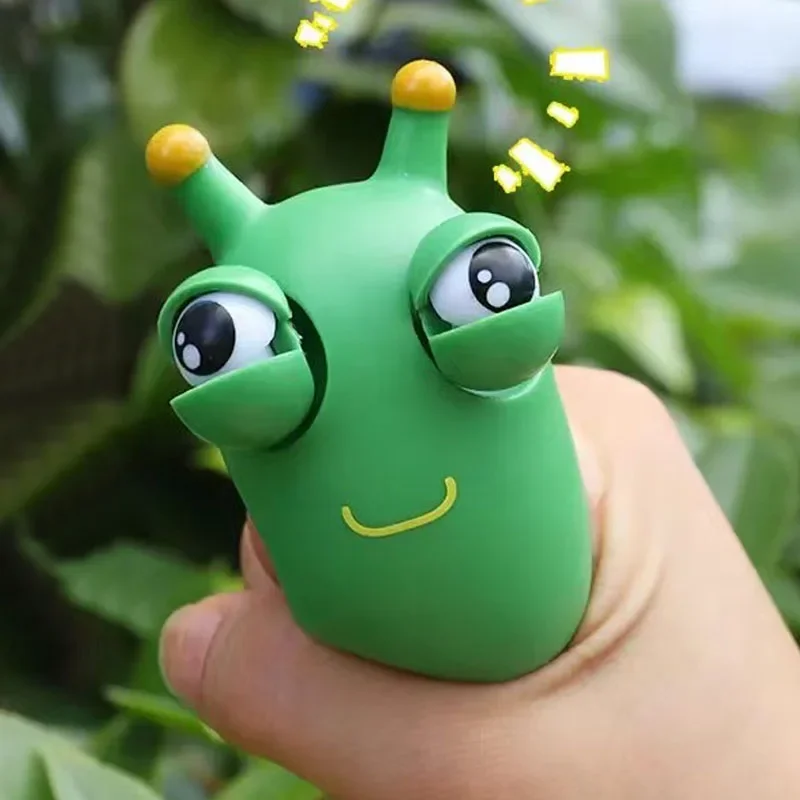 Funny Eyeball Burst Squeeze Toy Green Eye Caterpillar Pinch Toys Adult Kids Stress Relief Fidget