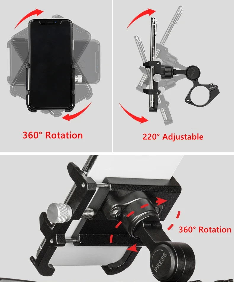 Motorcycle Bike Phone Holder Aluminum Alloy Cell Phone Holder Bracket Rotatable Adjustable Anti-slip GUB PLUS 21 Cycling Parts bicycle accessories,bicycle bracket