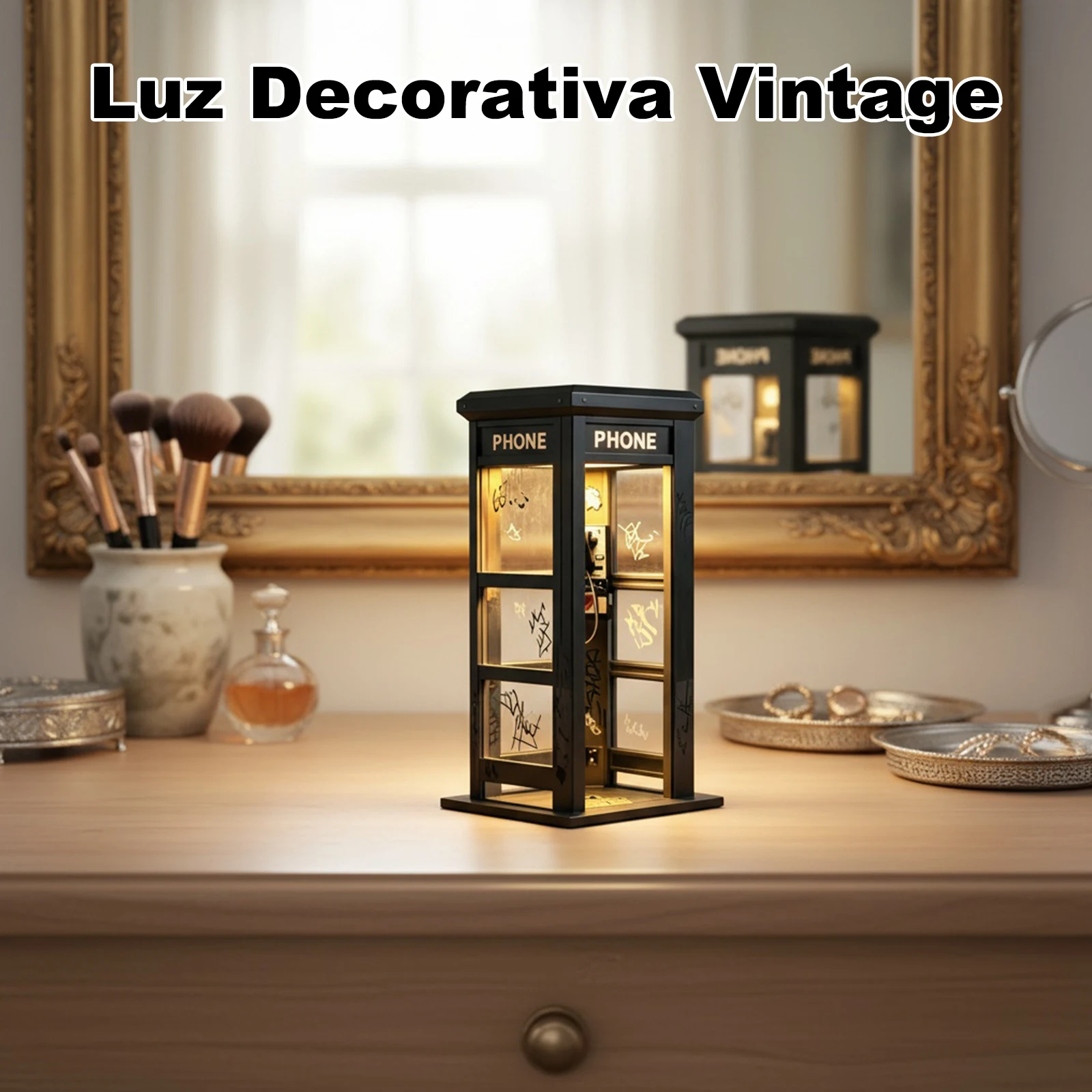 Mini Phone Booth Accent Light with Warm LED Lighting Phone Booth Ambient Lamp for Bedroom Office Unique Home Decor Gift