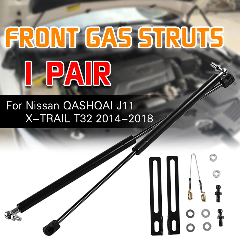 

A Pair Front Hood Springs Gas StrutsFor Nissan Qashqai X-TRAIL T32 2014-2016 2017 2018 Steel Springs Supports Rods Shock Lift