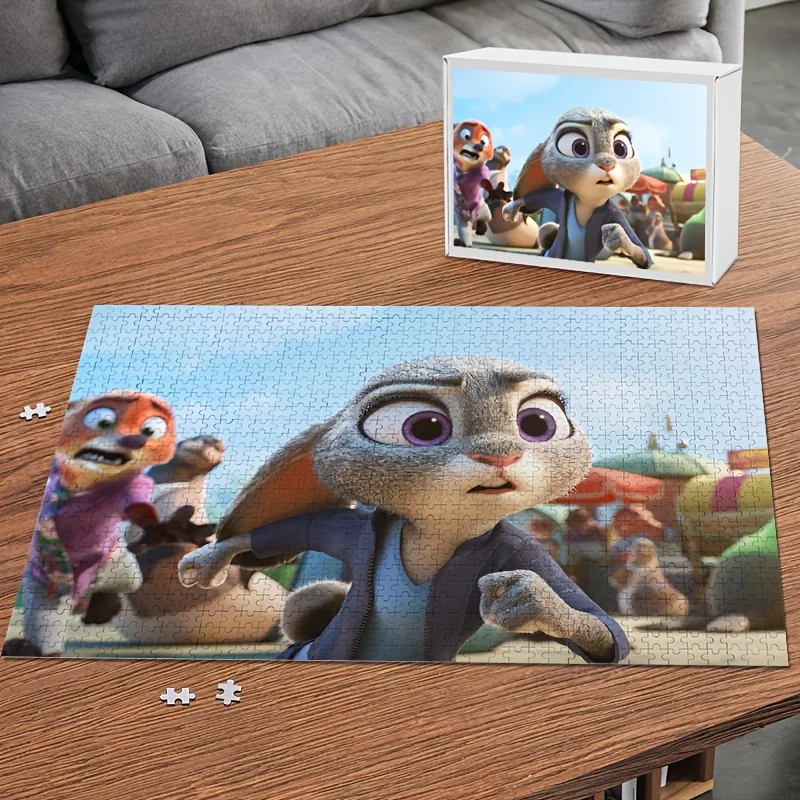 1000pcs Disney Zootopia Judy Hopps and Nick Wilde Poster Jigsaw Puzzle, High Difficulty, Educational Game for Adults, Puzzle G