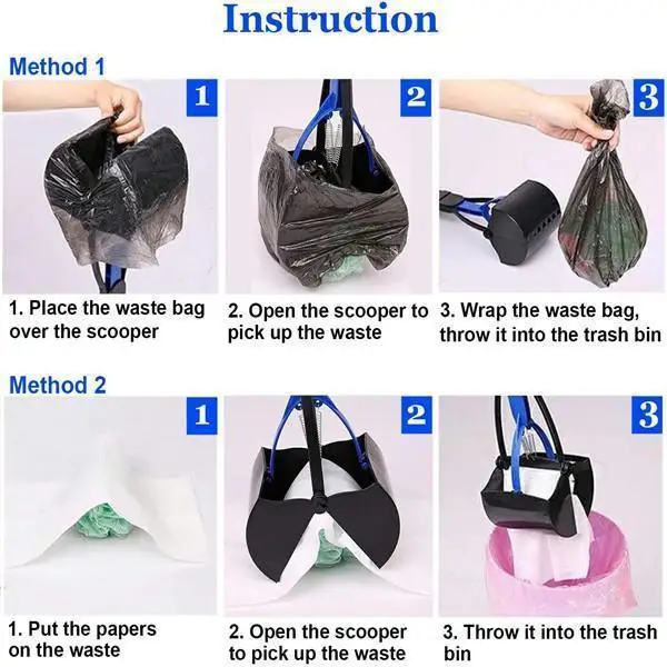 Pet Poop Scooper Dog Jaw Clamp Heavy Duty Long Handle For Large Medium Small Dog Cat Grass Gravel Pick Up