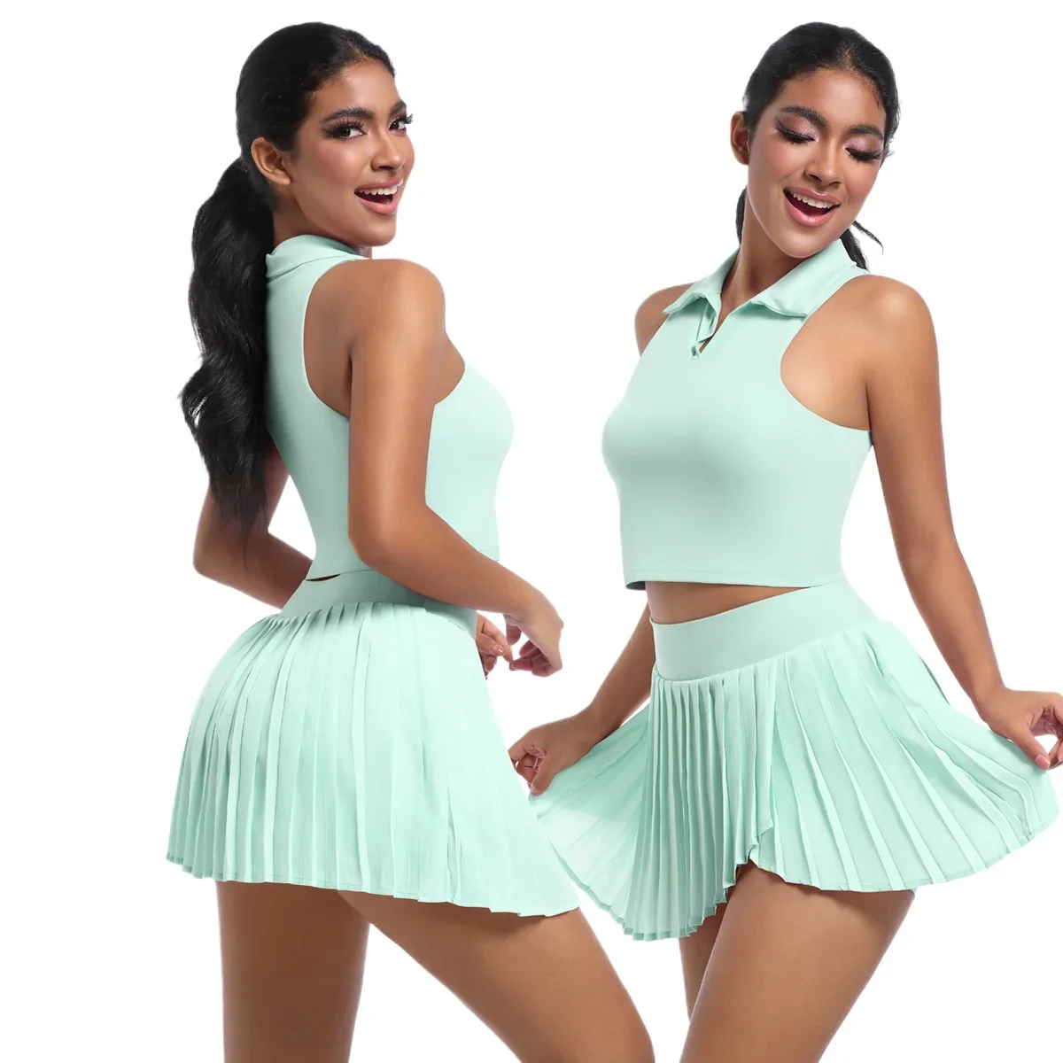 Women's sports skirt tennis outfit for running, sports, yoga, fitness, and yoga, consisting of two pieces women's clothing gym outfit.