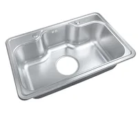 อ่างล้างจานสแตนเลส 304 ผิวลายนูน ขนาดใหญ่ ช่องเดียว แบบรวมอเนกประสงค์ พร้อมอ่างล้างผัก 7548 4