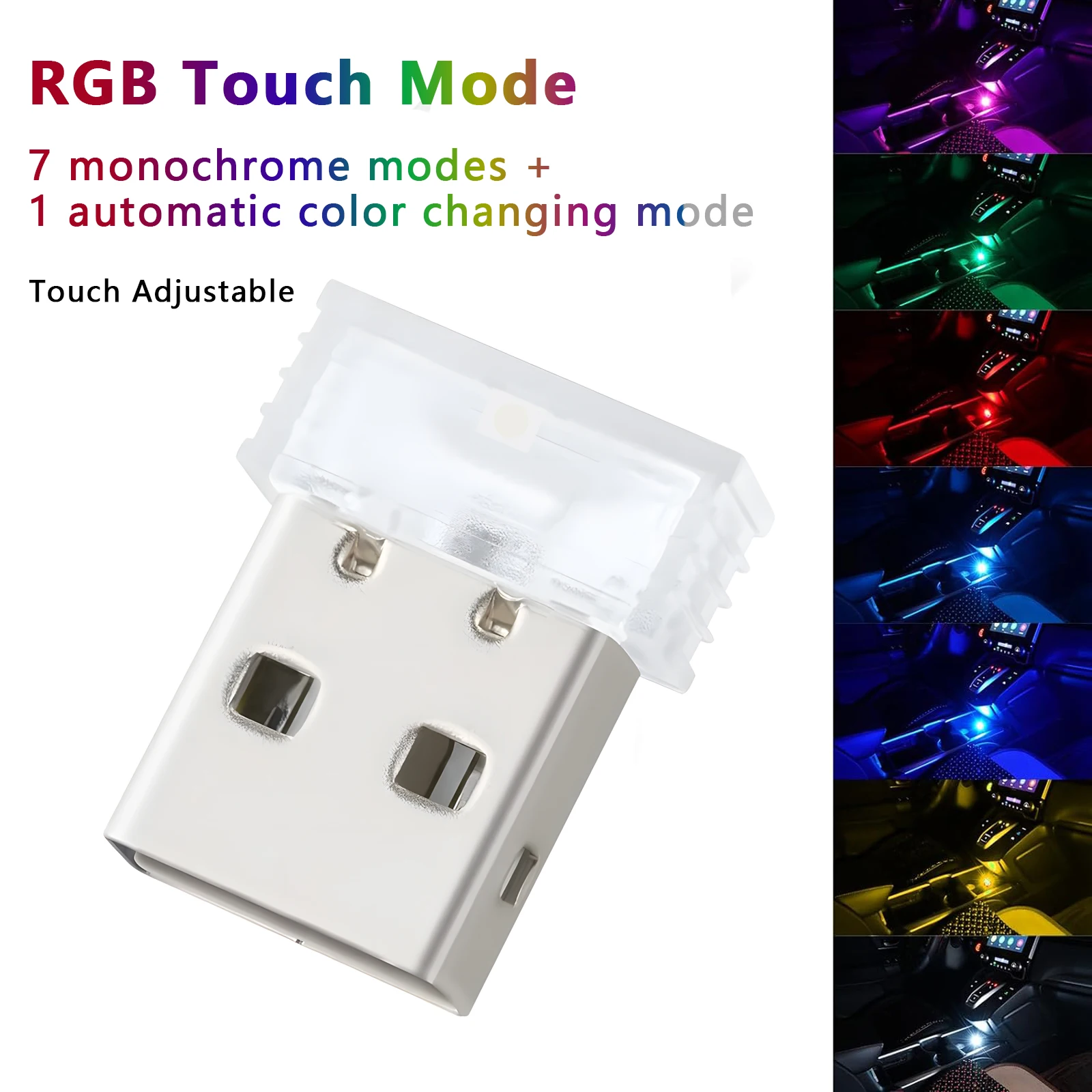 4pcs Mini USB LED Interior Atmosphere Lights