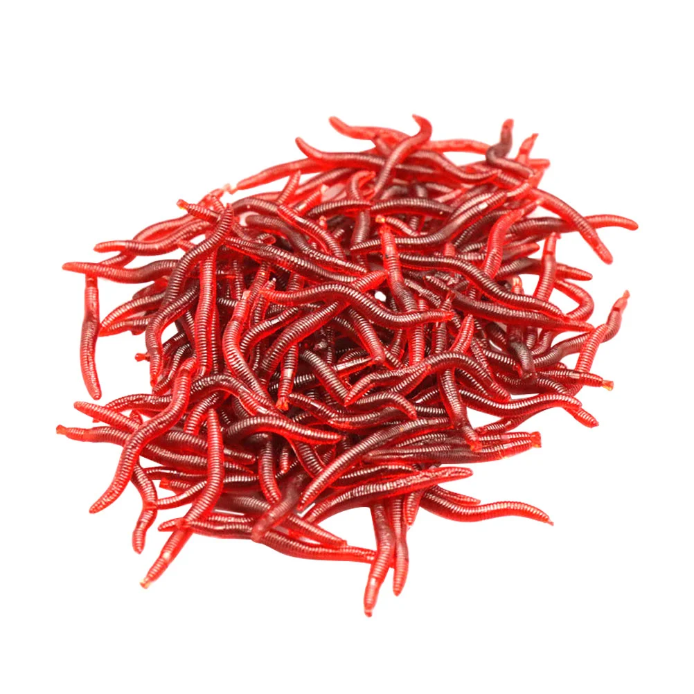

150 Pcs Artificial Bait Lifelike Baits Lures Red Worms for Fishing Realistic Earthworms Mahjong