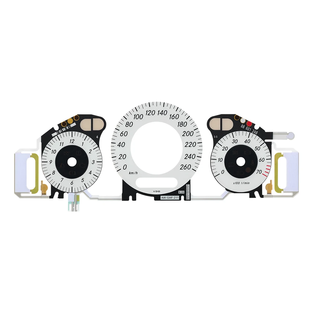 Instrument Cluster Display Car Gauge Meter Gauge Face with EL Cold Light Instrument Panel for Mercedes W211 260KM/H White