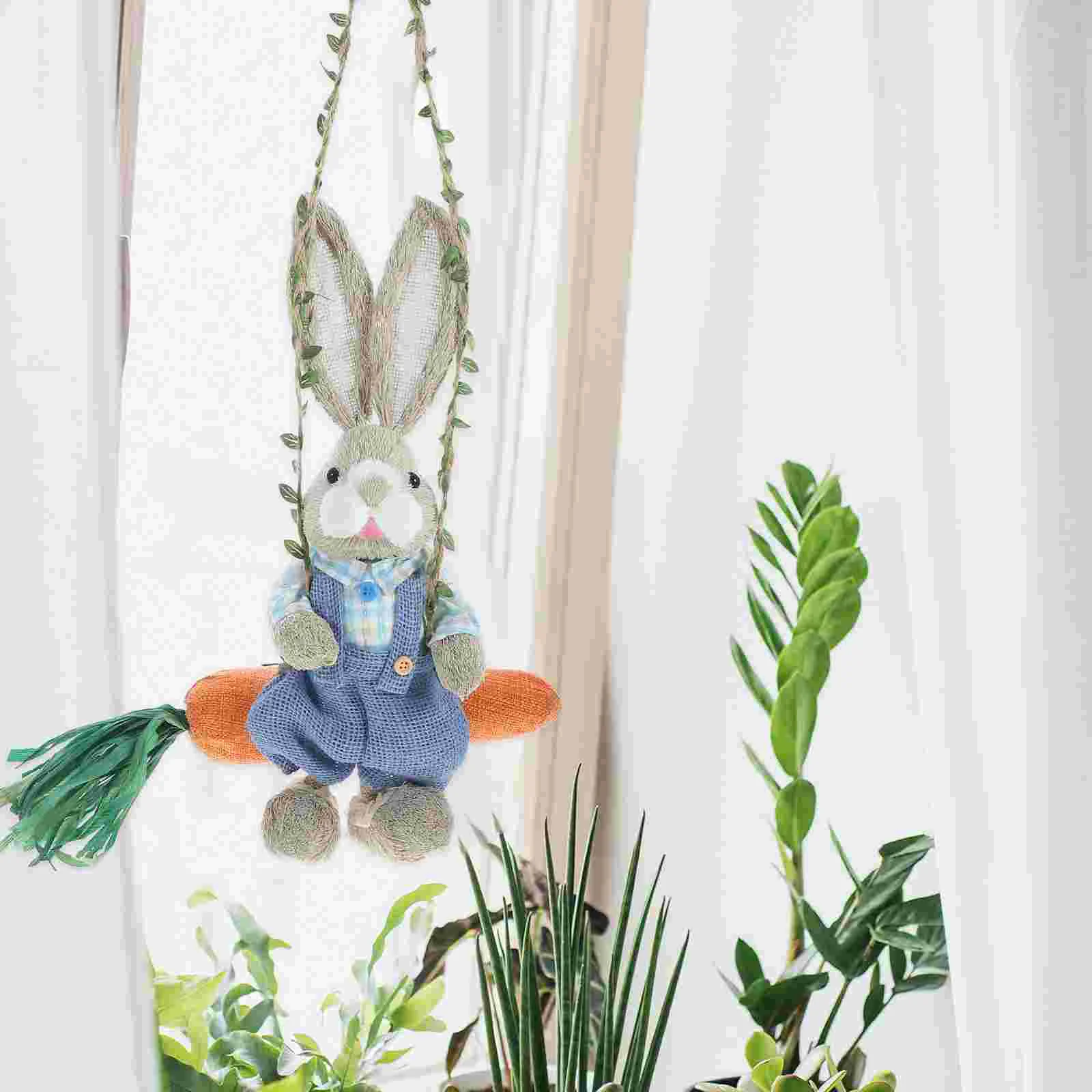 

Swing Rabbit Garden Statue Kawaii Rabbit Figure Tree Hanging Animal Sculpture Easter Wedding Parties Decorations