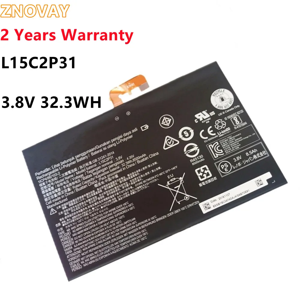 Bateria do Portátil para Lenovo Yoga Book Yb1-x91f X91l X91x Yb1-x90f Yb1-x90l Bateria do Tablet Série 3.8v 32.3wh Znova-l15c2p31