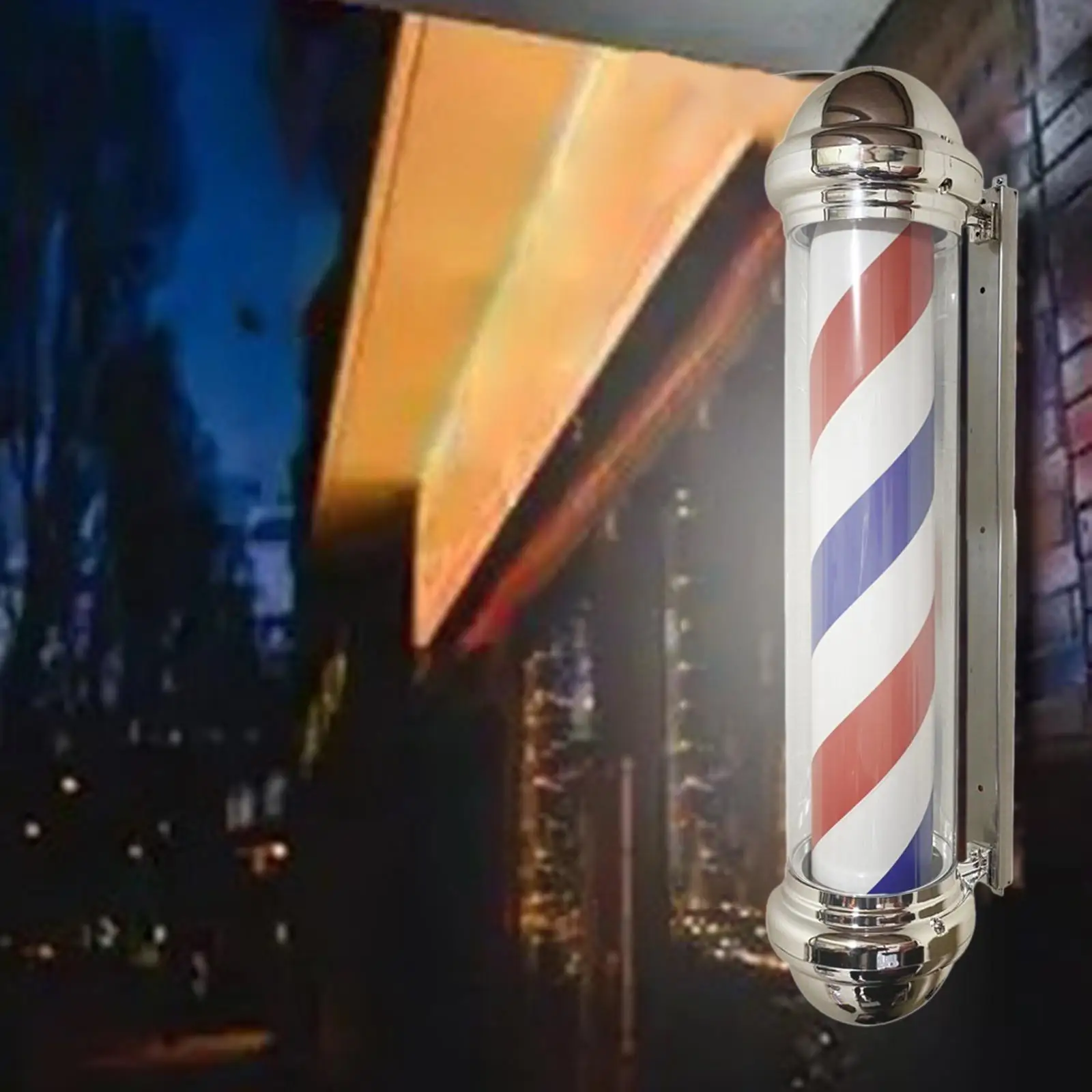Barber Pole Light Rotating Hair Salon Shop Sign Light Stripes Vintage Style Save Mount LED Lamp for Entrance Street Barber Pole Light Rotating Hair Salon Shop Sign Light Stripes Vintage Style Save Mount LED Lamp for Entrance Street