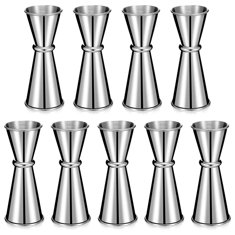 

9 штук Jigger для стеллажа шейкер для коктейля 2 Oz 1 Oz, 304 нержавеющая сталь Shot Glass