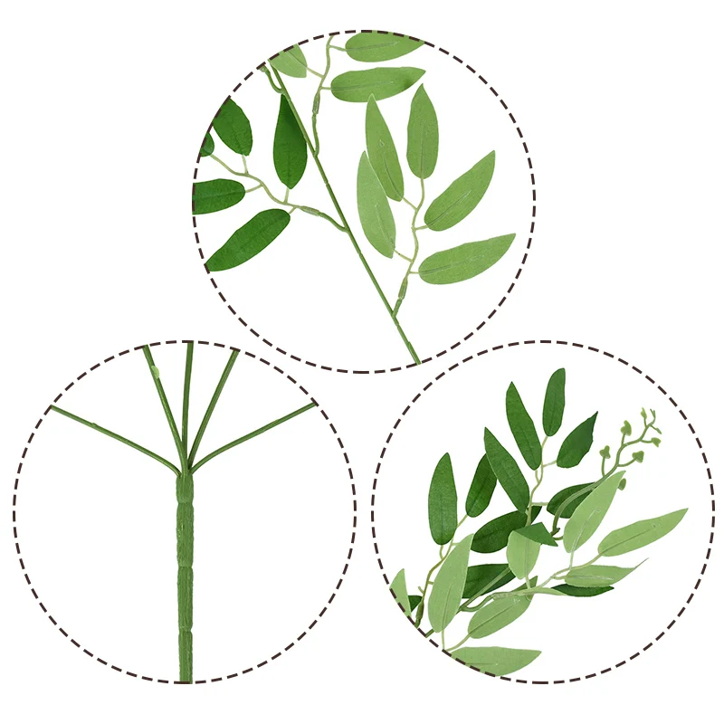 Description Picture 6 of itemArtificial Willow Bouquet Fake Green White Leaves For Wedding Home Table Vase Decoration Jungle Party DIY Home Plants Wreath
