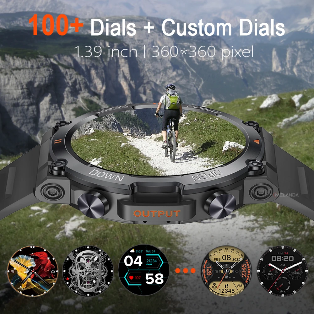 MELANDA ο 1.39 ġ   ȭ Ʈ ġ  ƮϽ    Smartwatch 400mAh