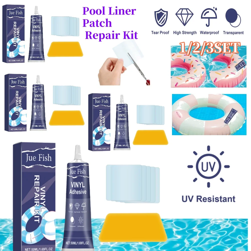 1-3set Pool Liner Patch Repair Kit Transparent Air Mattress Patch Kit Inflatable Patch Repair Kit for Air Mattress Bounce House