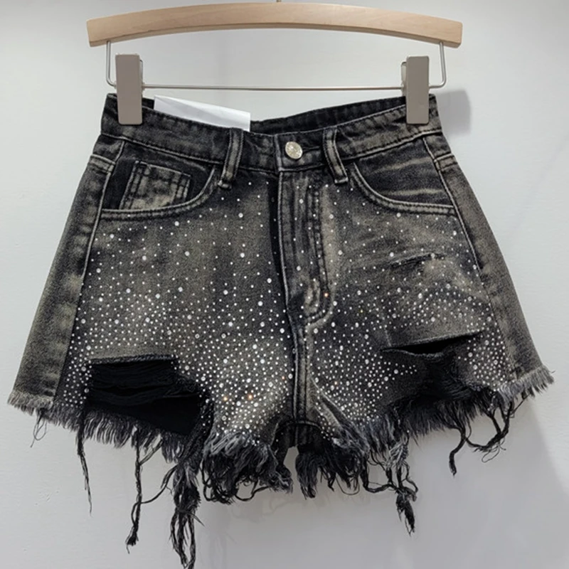 Vaqueros Cortos Mujer Pantalones Cortos De Mezclilla Para Mujer ORANDESIGNE - Cintura Alta Y Bordados Pantalón Corto Mujer Vaquero