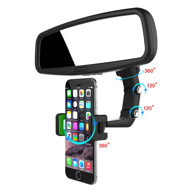 Автомобильный держатель для телефона, многофункциональный вращающийся на 360 градусов Автомобильный держатель для зеркала заднего вида, подвесной зажим для сиденья, автомобильный держатель для сотового телефона 1