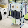 Clothes Rack, 4-Tier Foldable Drying Rack, Movable cloth drying stand with 4 castors. Stainless Steel Laundry Drying Rack 2