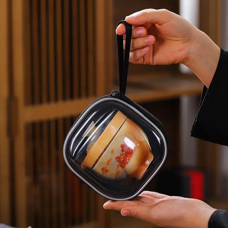 Travel Tea Set Express Cup Portable Small Carry on Bag Outdoor Kung Fu Pot