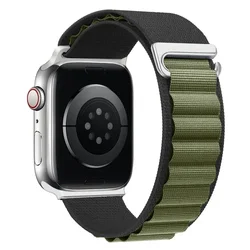 Premium Alpine Loop Nylon Strap for Apple Watch Band - Durable and Stylish Bracelet Watchband (10 Black army green)