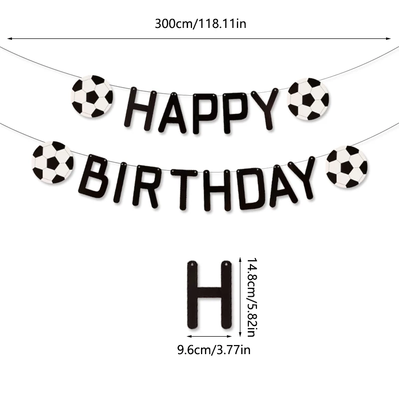 Soccer Happy Birthday Banner Sport Theme Party Decorations