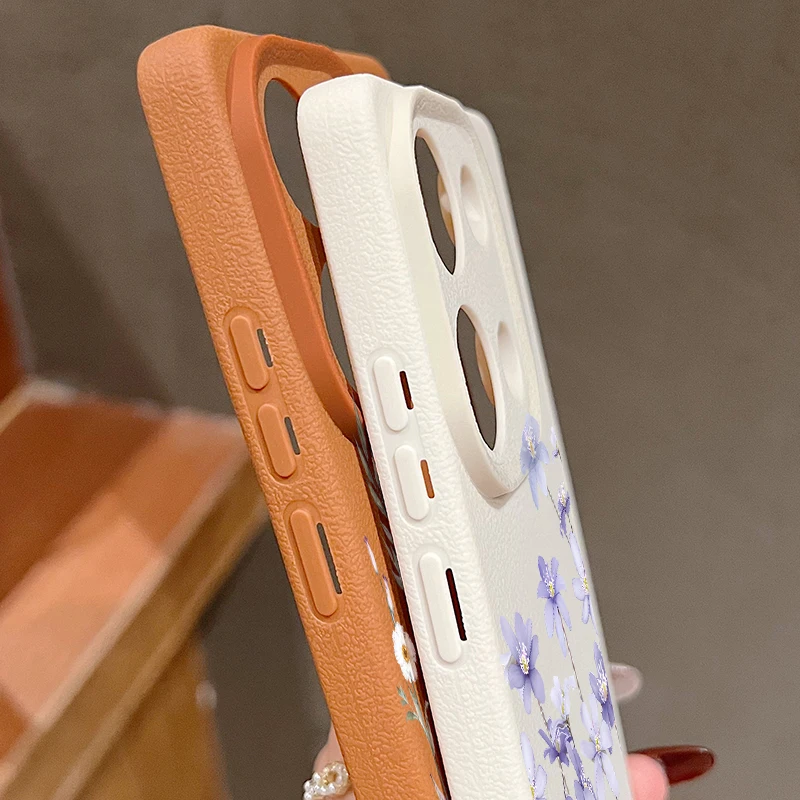 Floral Leather Texture Soft Phone Case
