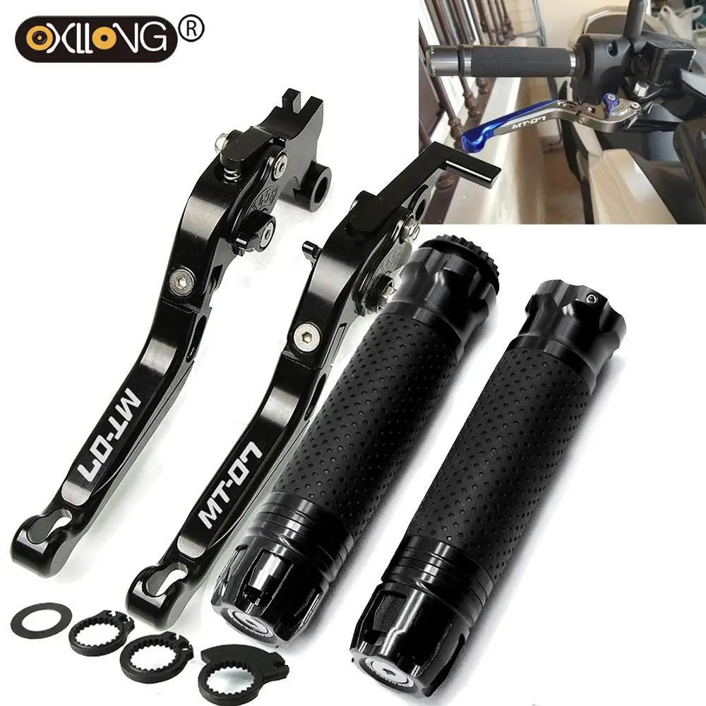 

MT-07 Motorcycle accessories brake clutch levers Handlebar grip Handle Hand Grips set For Yamaha MT 07 mt07 2014-2018 2016 2017