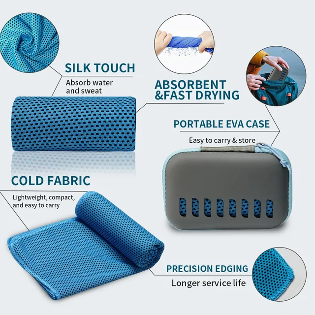 Camping Cooling Towels with EVA Case Compact & Portable Travel Ice Towel Quick Dry Towels for Sports Gym Hiking and Yoga1-50 PCS 4