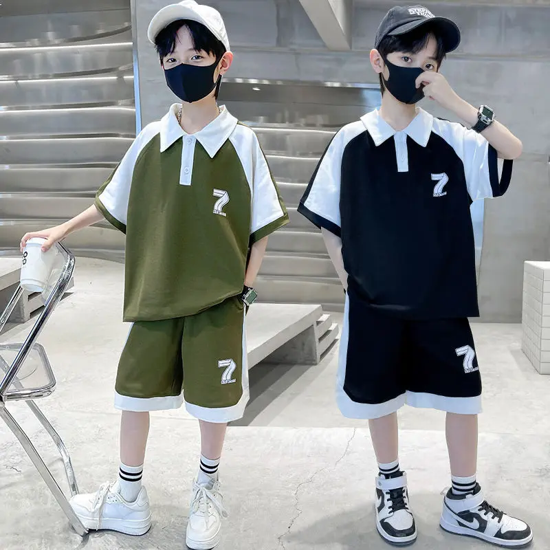 

Summer 2023 Newest Boys Clothing Sets Children Short Sleeve T-shirt + Shorts 2PC Casual Kids Teen Boys Outfits 6 8 10 12 14Years