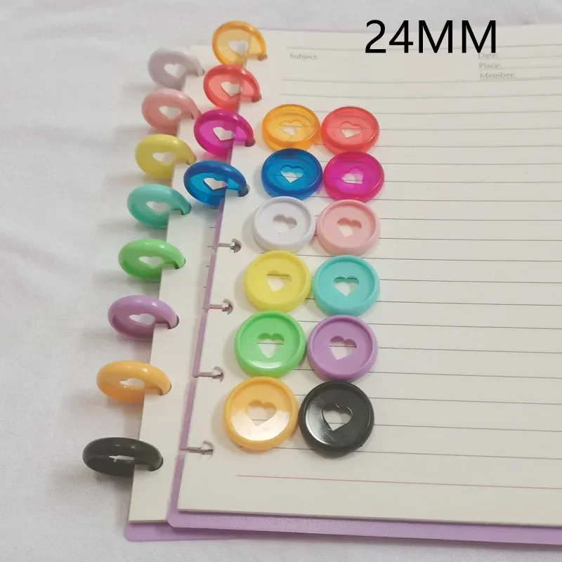 24MM mushroom planning binding disc loose-leaf notebook love pattern binding ring 100PCS office school supplies plastic binding rings