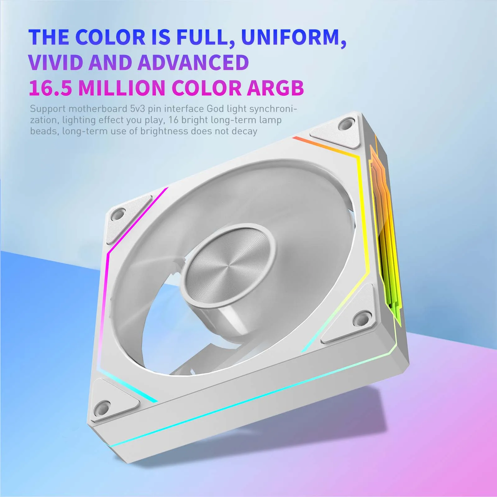 Computer Chassis Fan LDPCSJ OEM PRISM 5 PRO 12cm ARGB 4 Pin PWM Quiet Cooling Fan 12V Large Air Volume 45.2CFM/600-1800RPM